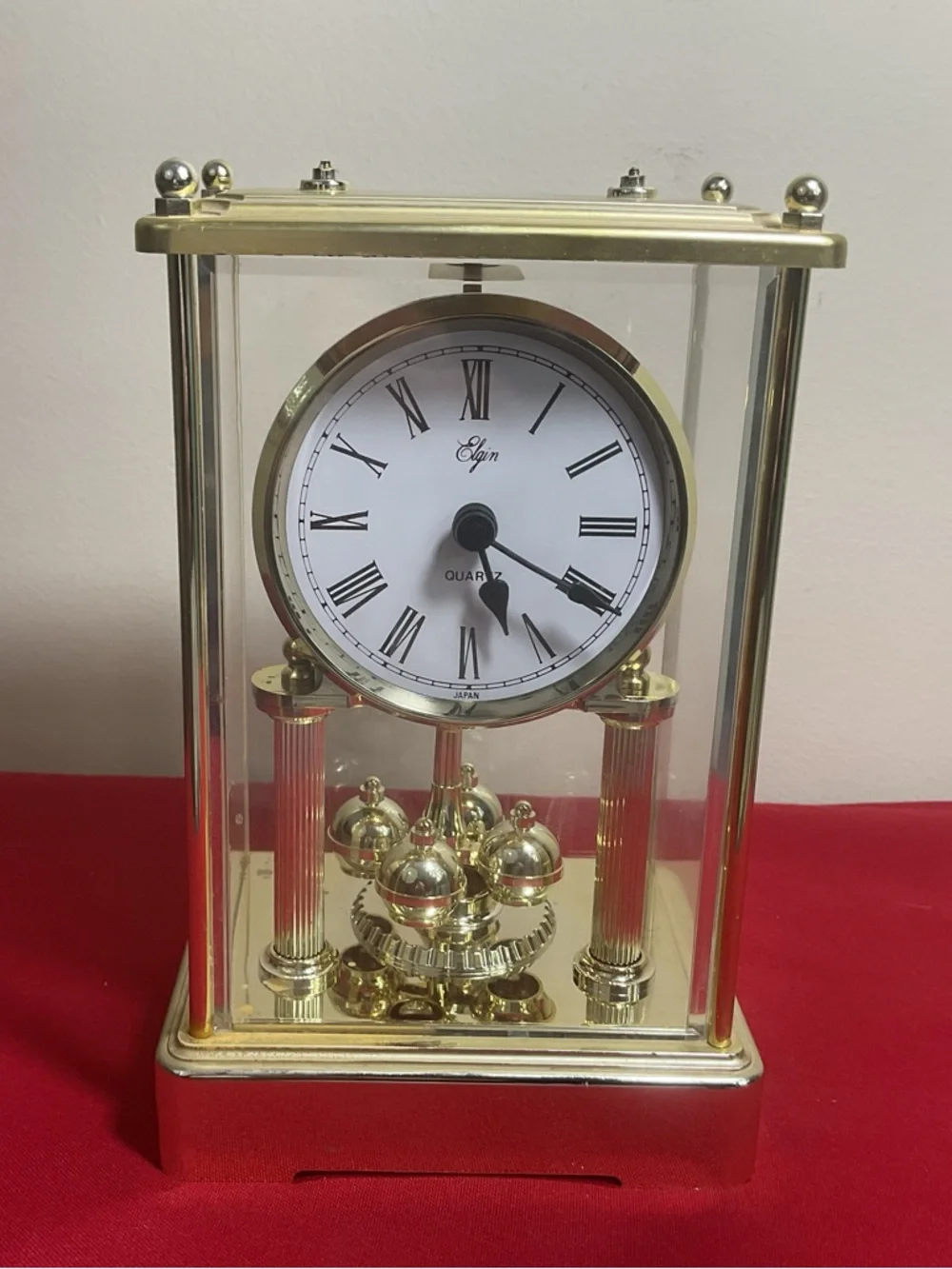 Elgin Quartz Anniversary Mantel Clock – Made in Japan, Classic Gold Tone